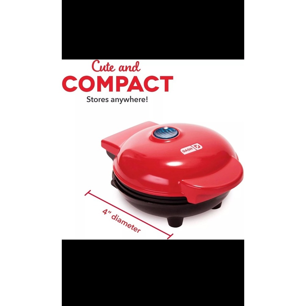 DASH Mini Waffle Maker Machine for‎ Individuals, Paninis, 4 Inch, Red Heart - Picture 12 of 14